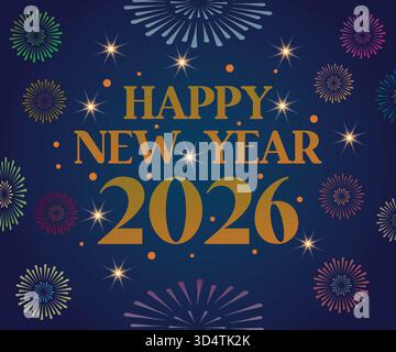 2026 Happy New Year Illustration Hintergrund Vektor Design Stock Vektor