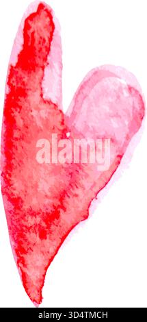 Echte Hand Gezeichnet Rot Aquarell Herz Vektor Illustration. Stock Vektor