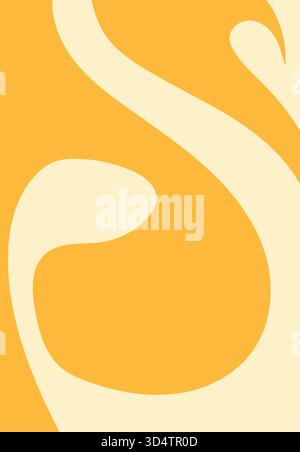 Cremefarbene, geschwungene Form fließt über einen einfarbigen orangefarbenen Hintergrund und sorgt für ein glattes minimales Design Stock Vektor