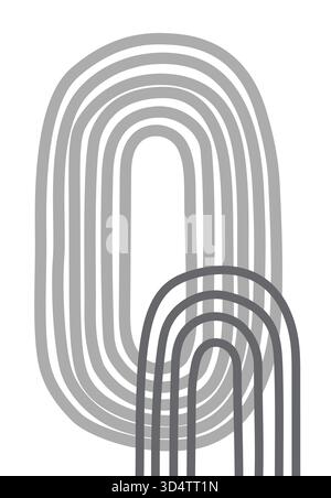 Überlappende graue Bögen bilden ein klares geometrisches Muster mit weichen Schatten und moderner Symmetrie Stock Vektor