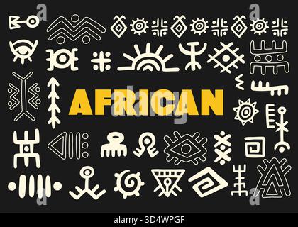 Afrikanische Stammessymbole geometrische Stammesformen gesetzt Stock Vektor