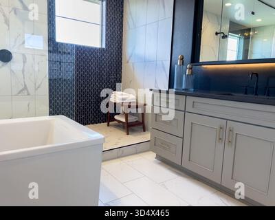 Modernes Bad Mit Freistehender Badewanne Und Dusche Stockfoto