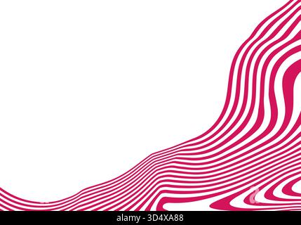 Kontrastierende OP-Art-grafische Komposition von Magenta-Konturlinien, die Space Warp und Motion imitieren. Stockfoto