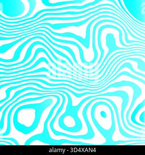 Moderne OP Art grafische Komposition, die fließendes Wasser oder Klangwellen in frischen Blautönen nachahmt. Stockfoto