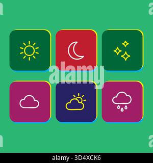 Wettervorhersage Symbole setzen Design Kollektion Konzept Vektor Illustration Stock Vektor