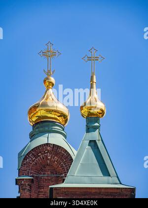 Helsinki, Finnland - 23. Mai 2023: Detail der Uspenski-Kathedrale (Uspenskin katedraali). Sie ist die größte orthodoxe Kirche in Nord- und Westeuropa Stockfoto