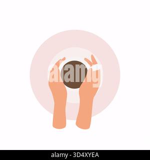 Weibliche Hände, die Tassen Kaffee halten. Stock Vektor