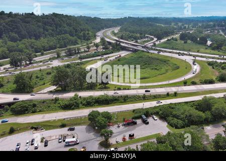 Luftaufnahme des Autobahnkreuzes, Conshohocken Pennsylvania USA Stockfoto
