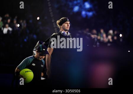 Torino, Italien. November 2025. Der Deutsche Alexander Zverev vor dem Tennis-Einzelspiel der ATP World Tour Finals gegen den Italiener Jannik Sinner in der Inalpi Arena in Turin, Italien - Mittwoch, 12. November 2025. Sport - (Foto: Marco Alpozzi/Lapresse) Credit: LaPresse/Alamy Live News Stockfoto