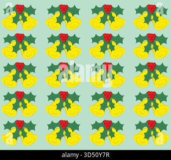 Glocken und Stechpalmenmuster Stock Vektor