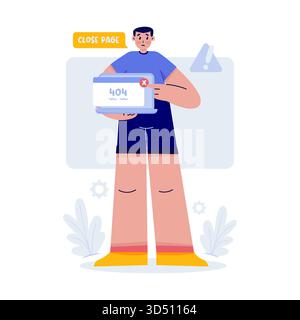 Website-Fehler Seitenzugriff Geschlossen Flache Abbildung Stock Vektor