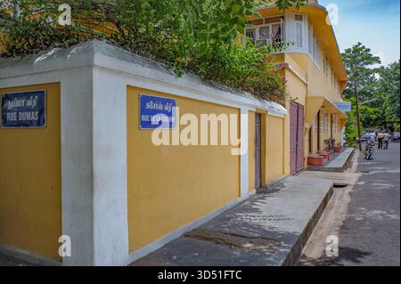 08 20 2009 Vintage altes Gebäude im French Quarter (Weiße Stadt) dieser Gegend ist bekannt für seine unverwechselbare Kolonialarchitektur, französische Kolonie.Puduc Stockfoto