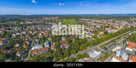 Ein Blick aus der Vogelperspektive auf die mittelfränkische Stadt Lauf an der Pegnitz in der Region Nürnberg Stockfoto