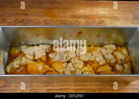 Bereit, Hackfleisch zu kochen. Füllung für Schnitzel. Stockfoto