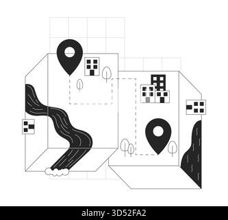 Abbildung der benutzeroberfläche für das Onboarding der Kartennavigationslinie Stock Vektor