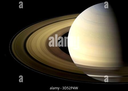 Planet Saturn Computergrafik. Planet des Sonnensystems. Stockfoto
