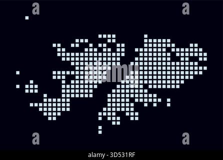Gepunktete Karte der Falklandinseln. Digitale Landkarte des Landes auf dunklem Hintergrund. Falklandinseln mit quadratischen Punkten. Farbige Punkte. Stock Vektor