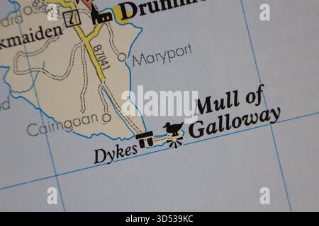 Mull of Galloway - United Kingdom Color atlas Map Name der Region Stockfoto
