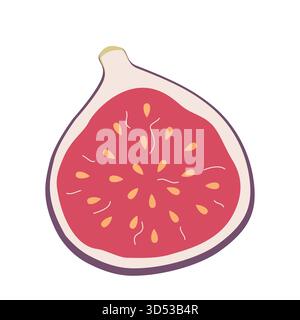 Die Hälfte der Abb. Eine Scheibe reifer tropischer Früchte. Handgezeichnete farbige flache Vektorillustration isoliert auf weißem Hintergrund. Stock Vektor