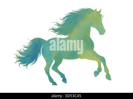 Aquarellsilhouette eines Pferdes in dynamischer Pose. Symbol des chinesischen Neujahrs 2026. Designelement für Postkarten, Karten, Einladungen Stock Vektor