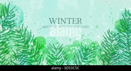 Winterhintergrundvektor. Handgemalte Pinselstruktur, Spritzer und Flecken. Entwerfen Sie Weihnachtsgrußkarten und Einladungen zu frohen Weihnachten Stock Vektor