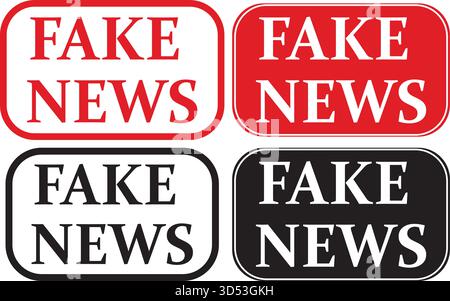 Rechteckige Fake News-Etiketten für Vorsichts- und Awareness-Kampagnen Stock Vektor