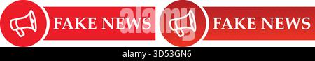 Fake News Megaphone-Labels für Medienwarnung und öffentliches Bewusstsein Stock Vektor