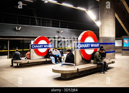 U-Bahn Station Canary Wharf, London, England Stockfoto