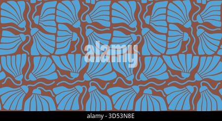 Auffällige abstrakte, verblasste Herbstblumen, minimales Poster. Organische Kritzelformen im trendigen, naiven Retro-Stil. Moderner botanischer dunkler Vektor nahtlos Stock Vektor