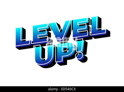 Ein lebendiges Grafikdesign mit der TEXTEBENE NACH OBEN! In auffälligem 3D-Stil mit einem Farbverlauf von Blau zu Türkis vor weißem Hintergrund. Stock Vektor