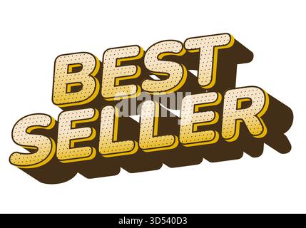 Ein grafisches Design mit den Worten „Bestseller“ in dreidimensionaler Typografie mit Schatteneffekt. Stock Vektor