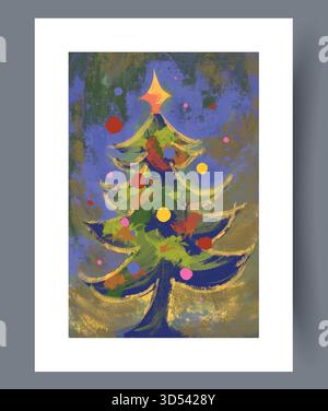 Fröhliche Winterkunstwerke mit leuchtenden Farben und Mustern Stock Vektor