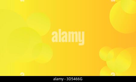 Ein fröhlicher und lebendiger abstrakter Hintergrund mit weichen, halbtransparenten, sich überlagernden Kreisen und Kugeln in einem hellen, einheitlichen Gelb und Orange Stock Vektor