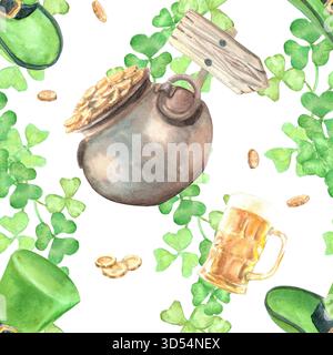 Ein handgezeichnetes nahtloses Muster mit Weihnachtsspielzeug und Lametta auf isoliertem Hintergrund für die Erstellung von Weihnachts- und Neujahrskarten, Verpackungen und Geschenken. Stockfoto