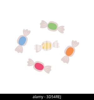 Buntes, rundes, eingewickeltes Bonbon-Logo, Illustration für süßes Essen Stock Vektor