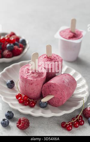 Essen, Joghurt Beeren Eis Eis Eis Dessert süß und lecker gesunde Eis Dessert Stockfoto