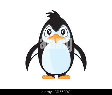 Pinguin mit Geste im Stehen visualisiert mit einfacher Illustration Stock Vektor