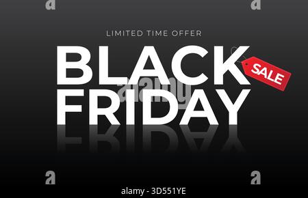 Zeitgenössisches Banner für Black Friday. Typografie Minimal-Text-Symbol für Black Friday-Angebot mit Rabattangebot. Designvorlage für Black Friday-Angebot, Stock Vektor