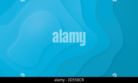 Abstrakte, geschichtete, geometrische und organische Formen mit hellblauem bis blauem Farbverlauf. Abstrakter und moderner, hochauflösender Vollformathintergrund. Stockfoto
