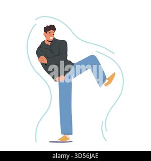 Ein robuster Immunitätsschild umgibt Einen Mann und schützt ihn vor äußeren Bedrohungen. Männlicher Charakter mit guter Gesundheit Förderung von Wellness-Produkten oder Healthcar Stock Vektor