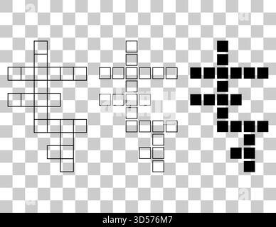 Satz des Konzeptsymbols für Kreuzworträtsel, Kreuzworträtgrafik, Vektorgrafik für Web-Flachvektor. Stock Vektor
