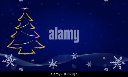 Blauer Hintergrund Mit Glitzernden Schneeflocken Und Weihnachtsbaumschmuck Stock Vektor