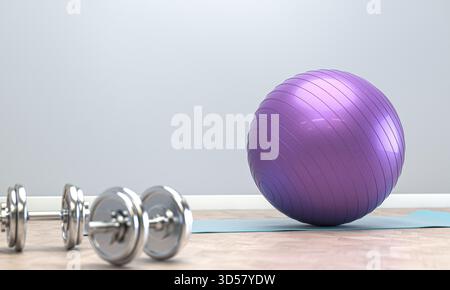 3D Fitnessgeräte für Heimtraining Stockfoto