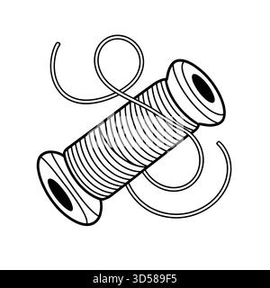 Eine schwarz-weiße Abbildung einer Gewindespule. Stock Vektor