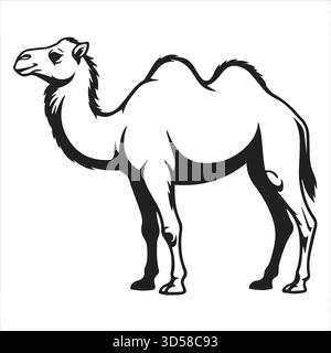 Kamel Illustration Vektor Linie Kunst Färbung Seite Stock Vektor