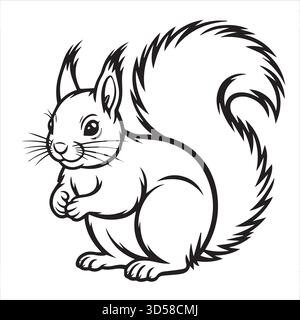 Eichhörnchen Illustration Vektor Färbung Seite Stock Vektor