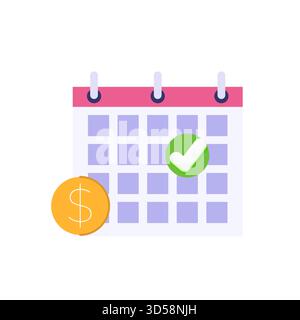 Symbol für Abonnementzahlung, Symbol für automatische Verlängerung des monatlichen Abonnements. Vektorabbildung. Stock Vektor