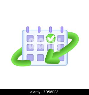 Symbol für Abonnementzahlung, Symbol für automatische Verlängerung des monatlichen Abonnements. Symbol für 3D-Vektor. Stock Vektor