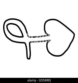 Minimalistische Vektor-Illustration eines Ankh-Symbols verschmolzen mit einer Herzform, die ewige Liebe oder Leben repräsentiert. Stock Vektor