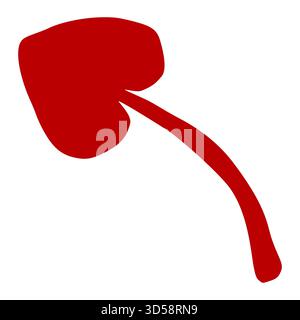 Stilisierte rote Kirsche mit einem gebogenen Stiel, isoliert auf einem sauberen weißen Hintergrund, Vektorgrafik. Stock Vektor